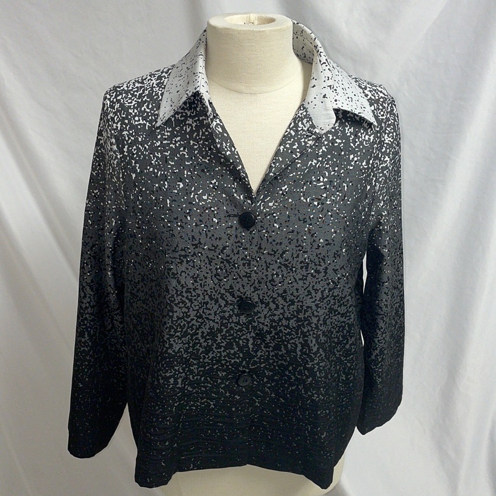 Emmelle Womens Blouse Black White Grey Size Small